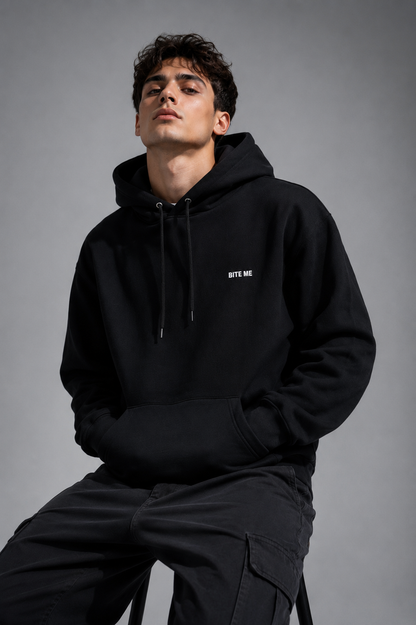BITE ME Sudadera Negra con Capucha para Hombre