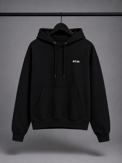 BITE ME Sudadera Negra con Capucha para Hombre