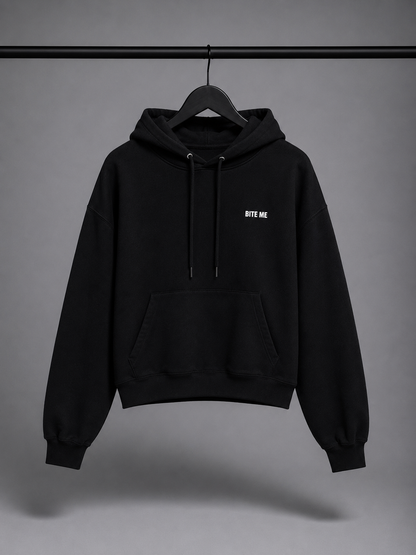 BITE ME Sudadera Negra con Capucha para mujer
