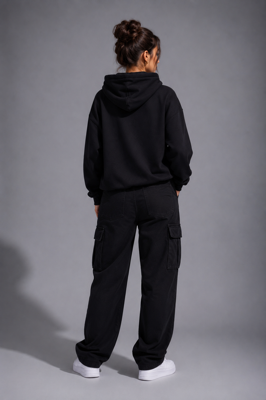 BITE ME Sudadera Negra con Capucha para mujer